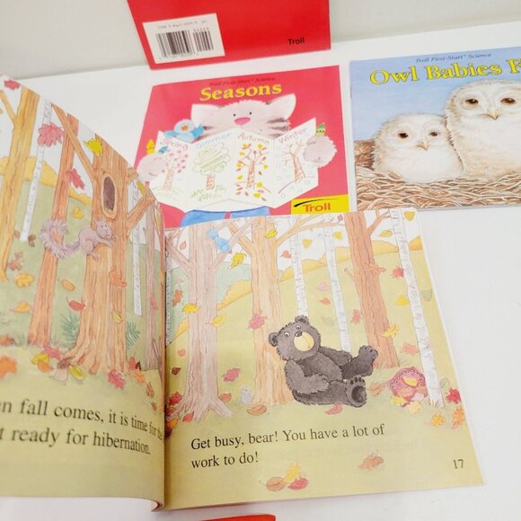 4 Troll First Start Science Mini Books Seasons Owl Babies Bears Apple Picking - Picture 3 of 6